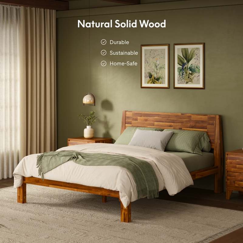 Kana Japanese Joinery Bed Acacia | FlexiSpot